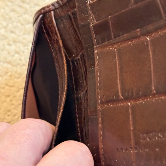 Dorsa Men's Leather Bifold Wallet Chocolate Brown Embossed Crocodile Alligator - Picture 11 of 13